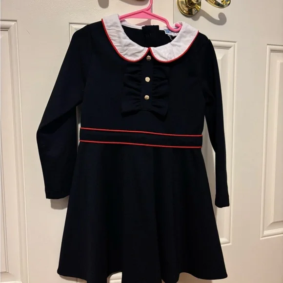 Classic Dark Navy Kids Dress with White Collar - Picture 1 of 4